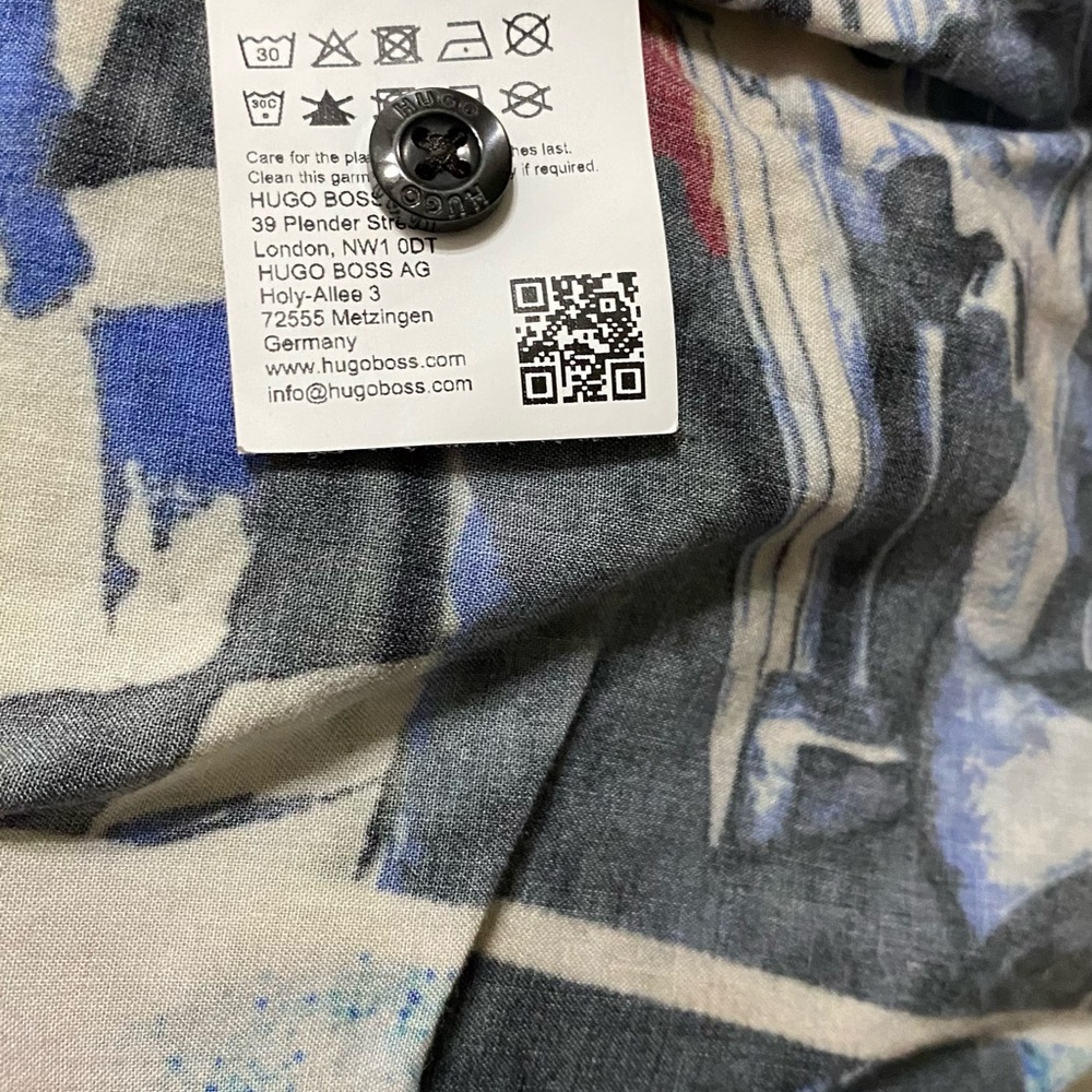 Hugo Boss Espino Race Car Print Camp Graphic Shirt Collar Button Down Oversized - Picture 9 of 10